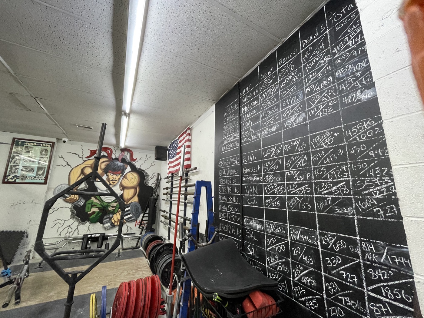 The records wall at Jack King's Gym